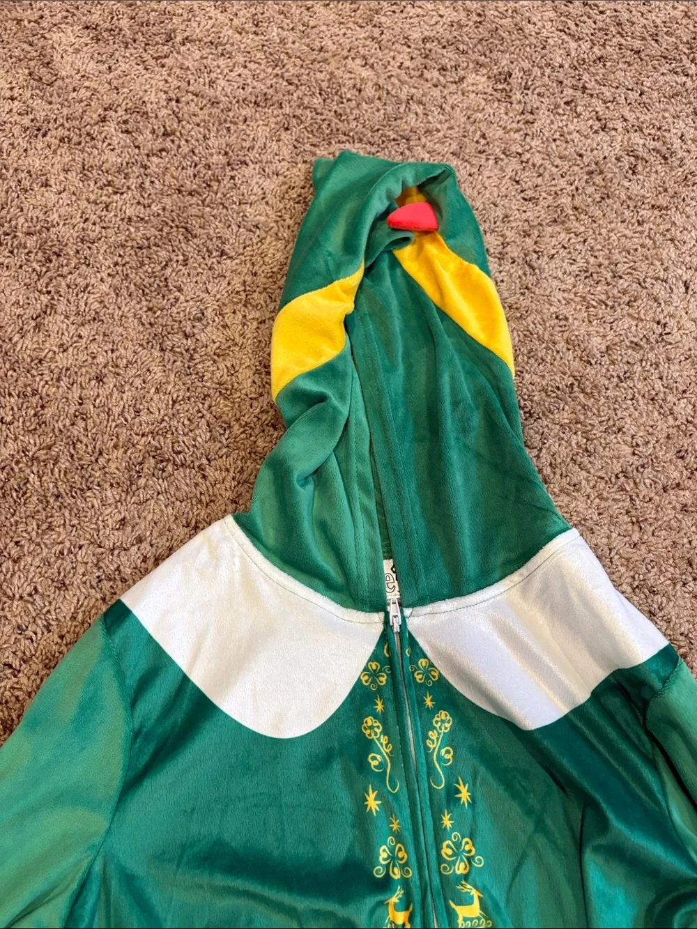 ELF Green & Yellow Hooded Elf Onesie pjs